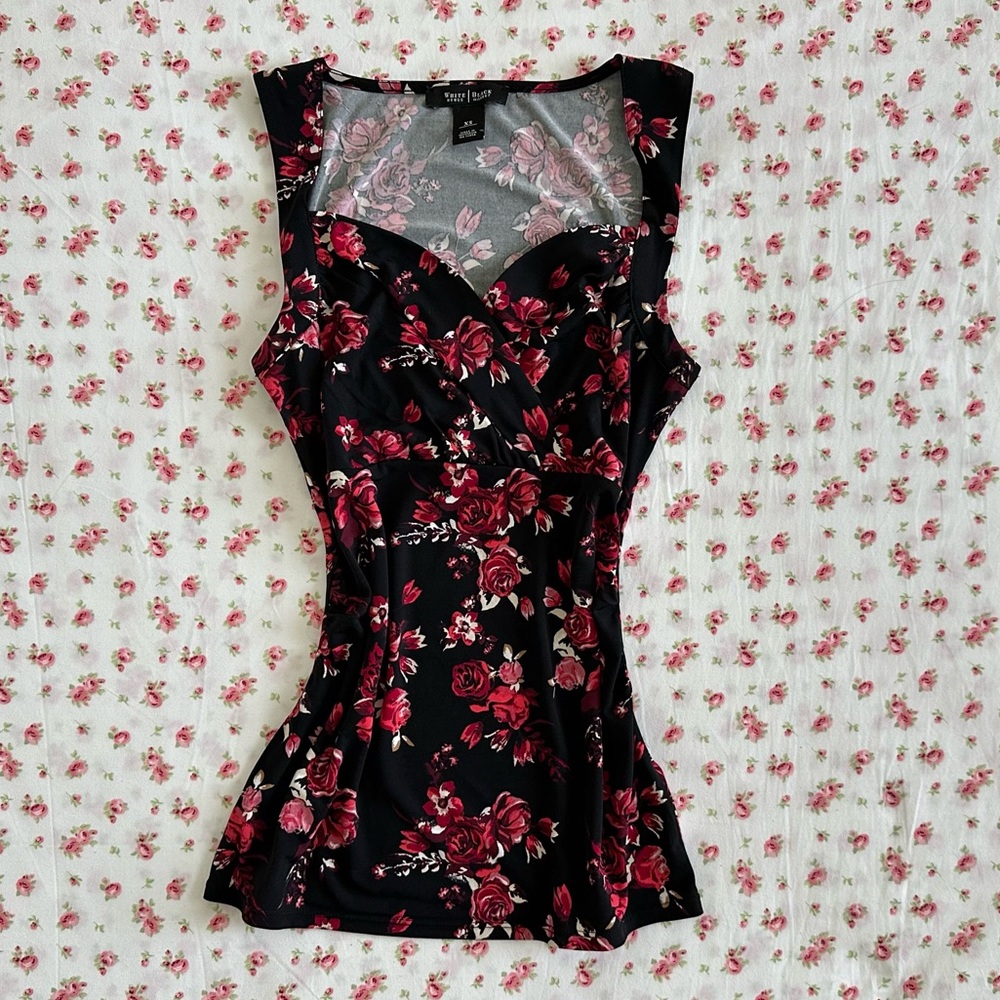 black and red floral babydoll top